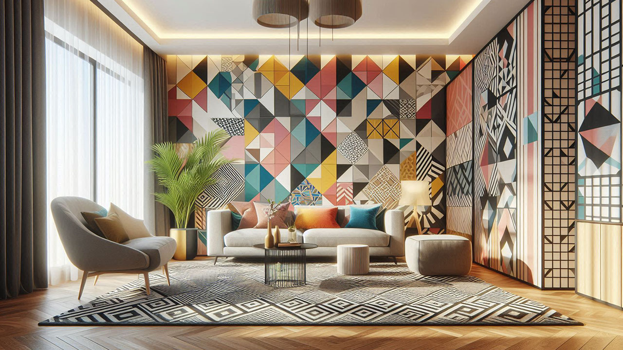 Geometric Patterns Living Room Wallpaper