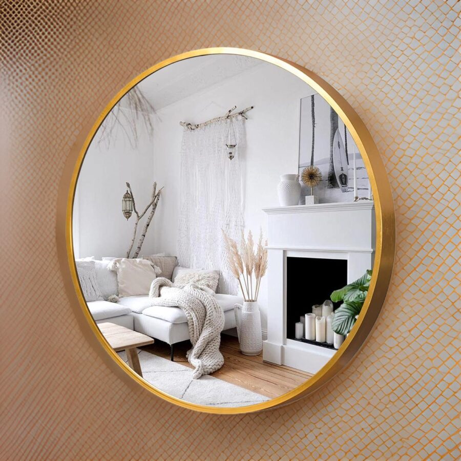 Premium Round Nickel Framed Mirror