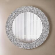 Inspire Luxury Round Nickel Platted Framed Mirror