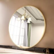 Inspire Luxury Round Brushed Nickel Plated Mirror